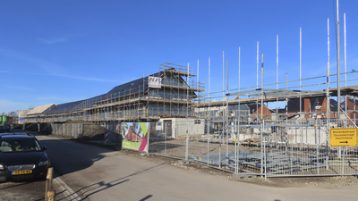 908821 Gezicht op de bouwwerkzaamheden aan de Pecanlaan in de nieuwbouwbuurt Rijnvliet in de wijk Leidsche Rijn te ...